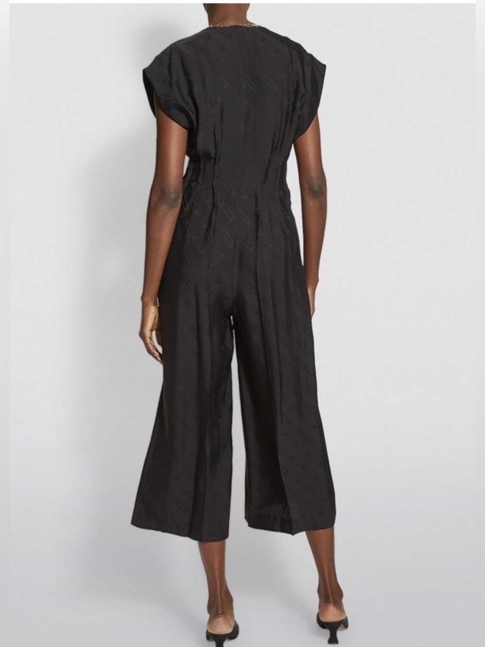 Sandro Jacquard Black sleeveless wide leg jumpsuit, size S - Picture 2 of 12
